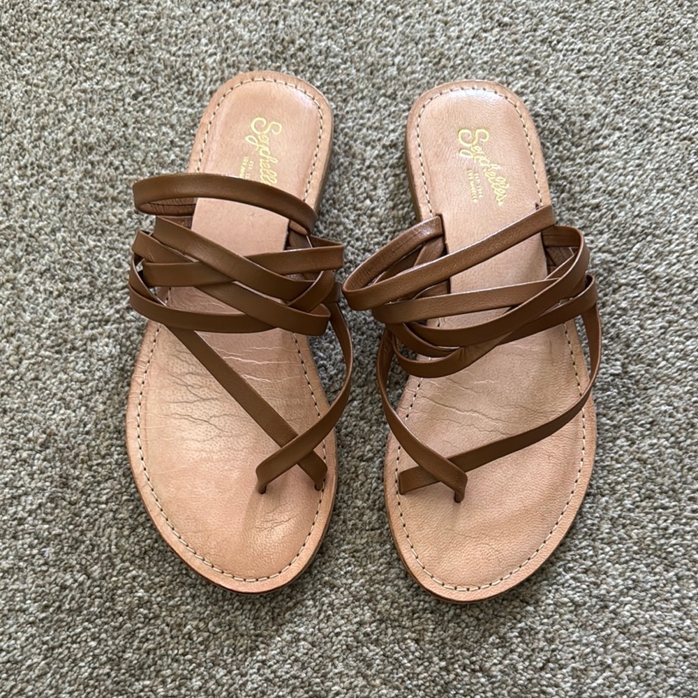 Strappy Brown leather Sandals by Seychelles